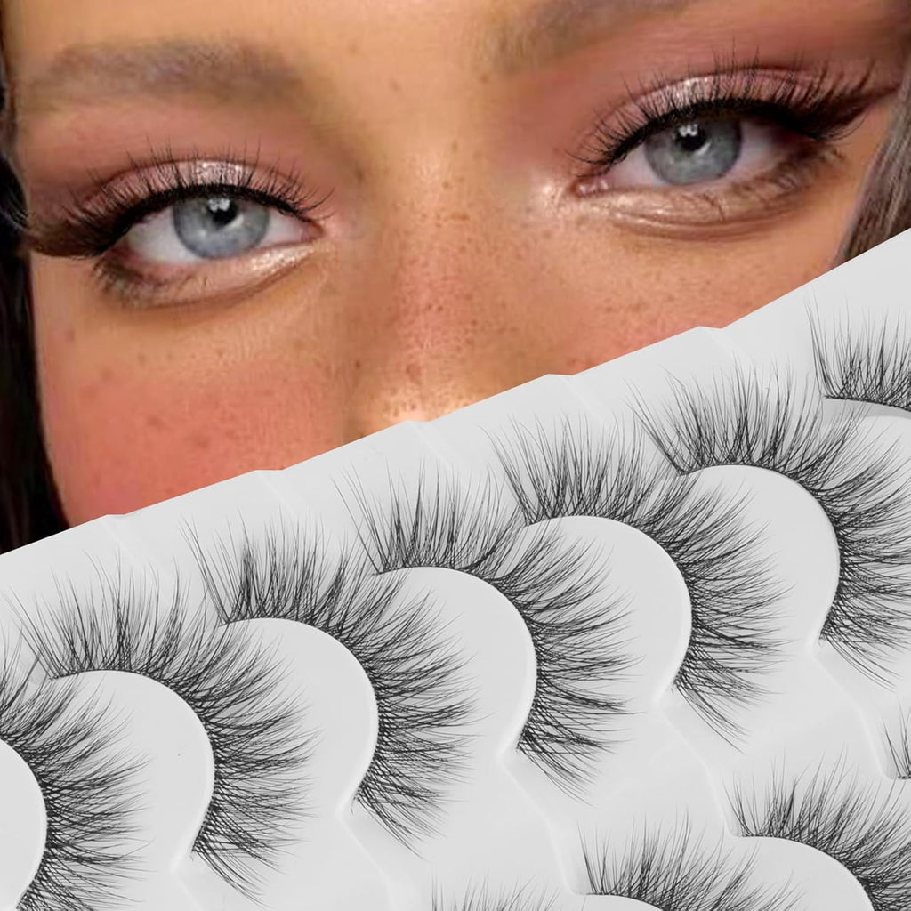 Volume False Eyelashes - Fluffy Wispy Natural 3D Faux Mink Lashes - 7 Pairs DJ-20