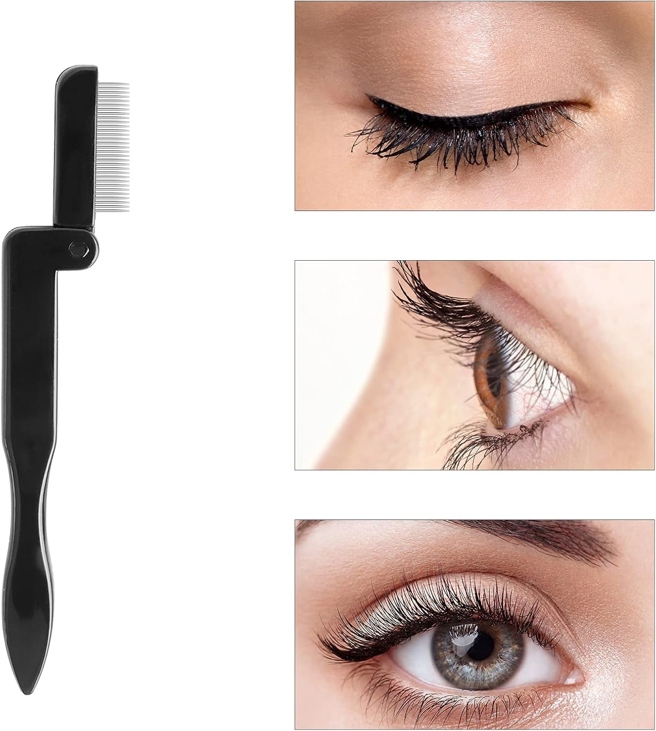 2 Pcs Folding Eyelash Comb, Stainless Steel Teeth Eyebrow Comb, Eye Lashes Separator Mascara Shaper Brush Makeup Brush Beauty Tool