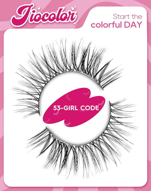 53-GIRL CODE Natural Cat Eye Wispy Eyelashes 10Mm Fluffy Fake Lashes That Look like Extensions 3D C Curl Simple False Lashes