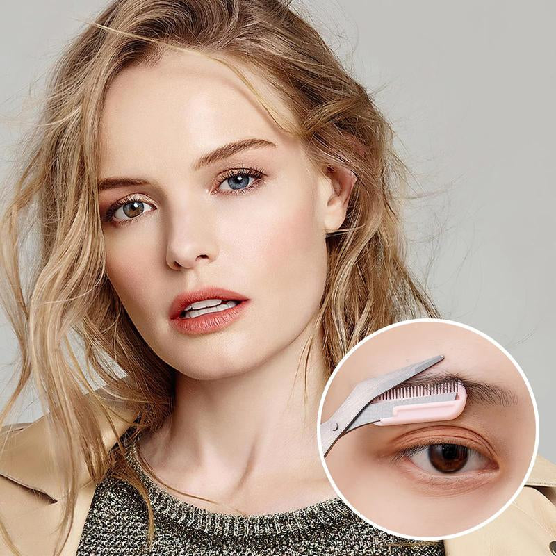 Eyebrow Scissors Set, 3Pcs/Set Eyebrow Trimmer, Eyebrow Shaping Tool, Eyebrow Product for Women & Girls, Portable Eye Makeup Tools for Home & Travel