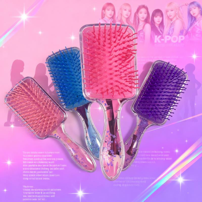 K-Pop Demon Hunters K-Pop Hair Comb Square Cushion Cartoon Design High-Quality Long Handle Sandfall Styling Brush Universal Hairbrush for Stylish Hair Care