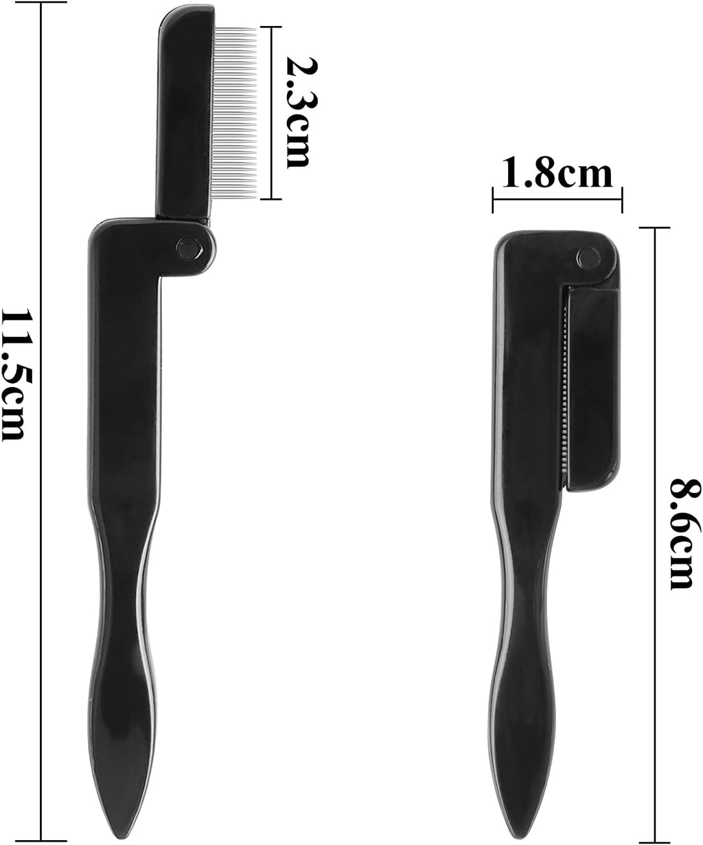 2 Pcs Folding Eyelash Comb, Stainless Steel Teeth Eyebrow Comb, Eye Lashes Separator Mascara Shaper Brush Makeup Brush Beauty Tool
