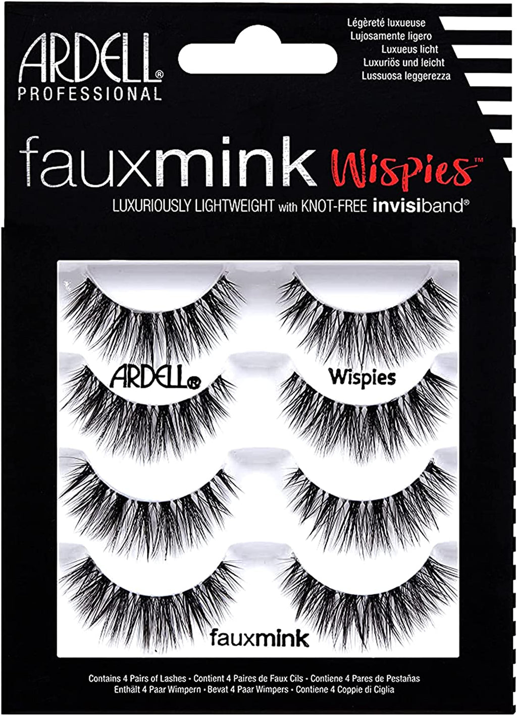 Faux Mink Wispies False Lashes, Pack of 4