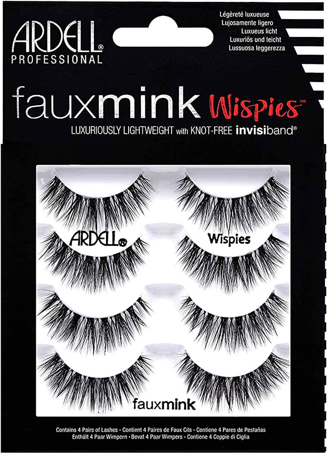Faux Mink Wispies False Lashes, Pack of 4