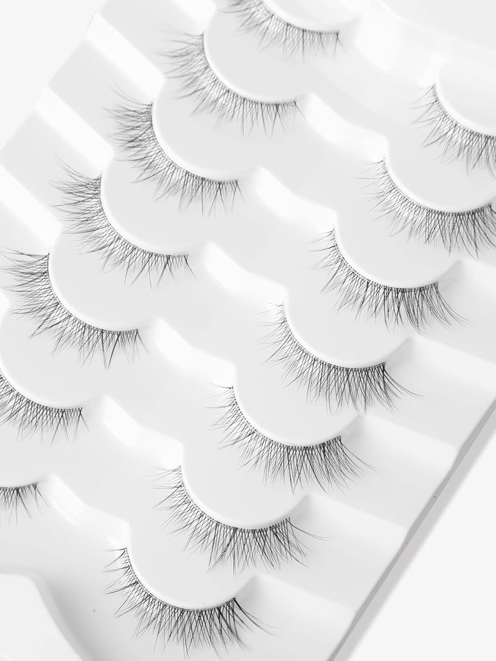 Lashes Natural Short False Eyelashes Wispy Lashes Pack Light Volume Clear Band Soft Fake Eye Lashes 7 Pairs Multipack