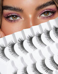 53-GIRL CODE Natural Cat Eye Wispy Eyelashes 10Mm Fluffy Fake Lashes That Look like Extensions 3D C Curl Simple False Lashes