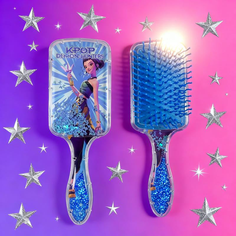 K-Pop Demon Hunters K-Pop Hair Comb Square Cushion Cartoon Design High-Quality Long Handle Sandfall Styling Brush Universal Hairbrush for Stylish Hair Care