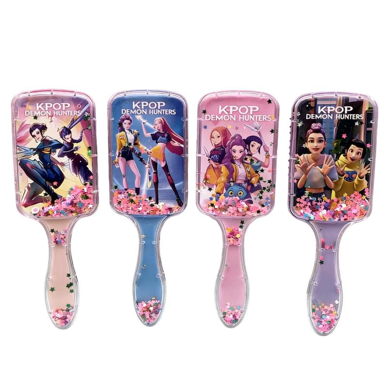 K-Pop Demon Hunters K-Pop Hair Comb Square Cushion Cartoon Design High-Quality Long Handle Sandfall Styling Brush Universal Hairbrush for Stylish Hair Care