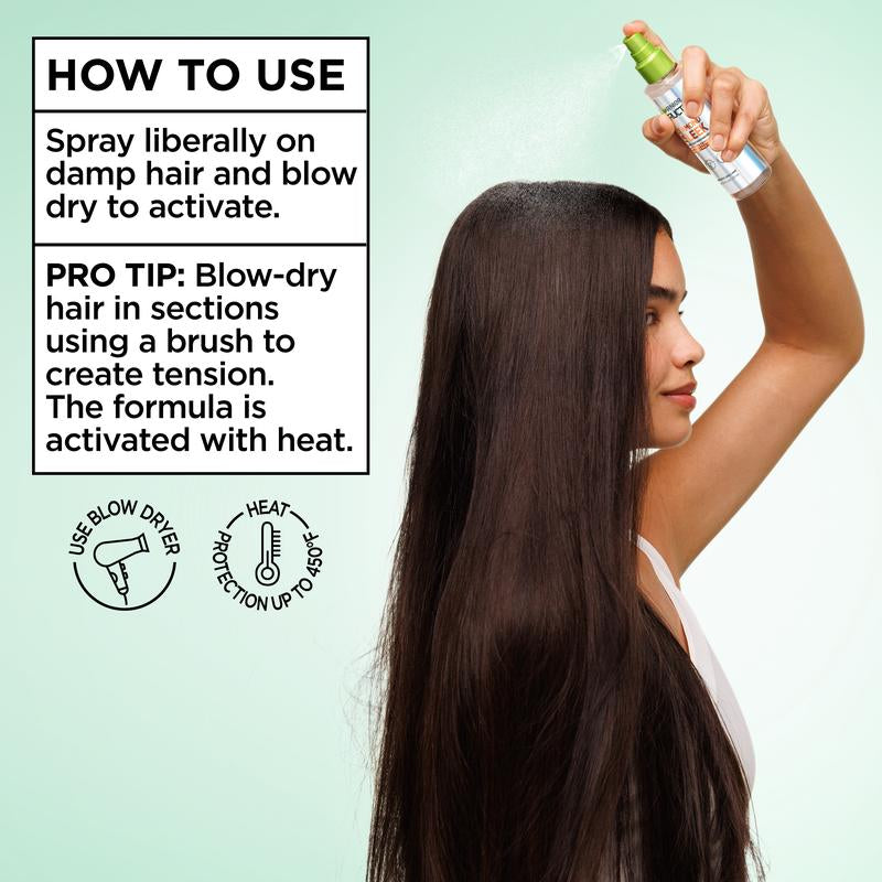 Fructis Diamond Sleek Shine Spray, 100H Frizz Free, 8% Vegan Keratin Complex & Argan Oil for Smooth Hair, Garnier