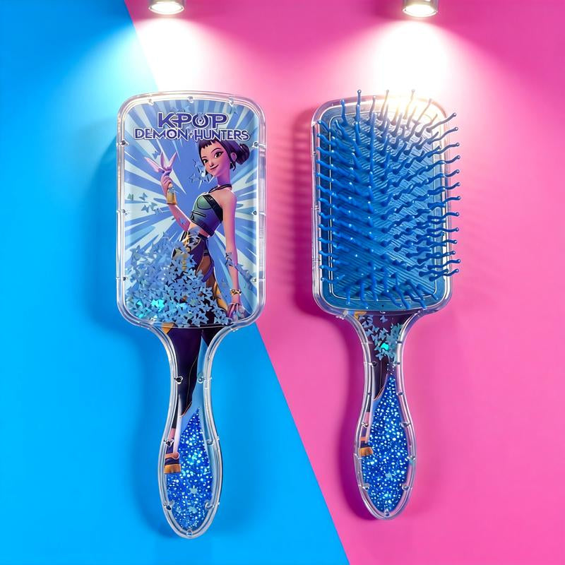 K-Pop Demon Hunters K-Pop Hair Comb Square Cushion Cartoon Design High-Quality Long Handle Sandfall Styling Brush Universal Hairbrush for Stylish Hair Care