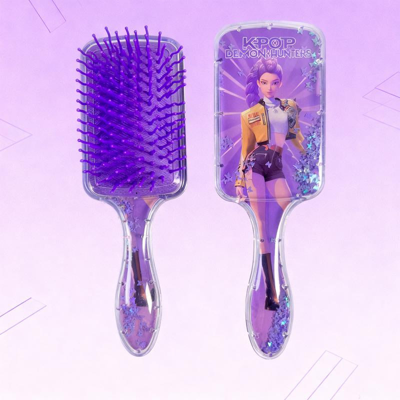 K-Pop Demon Hunters K-Pop Hair Comb Square Cushion Cartoon Design High-Quality Long Handle Sandfall Styling Brush Universal Hairbrush for Stylish Hair Care