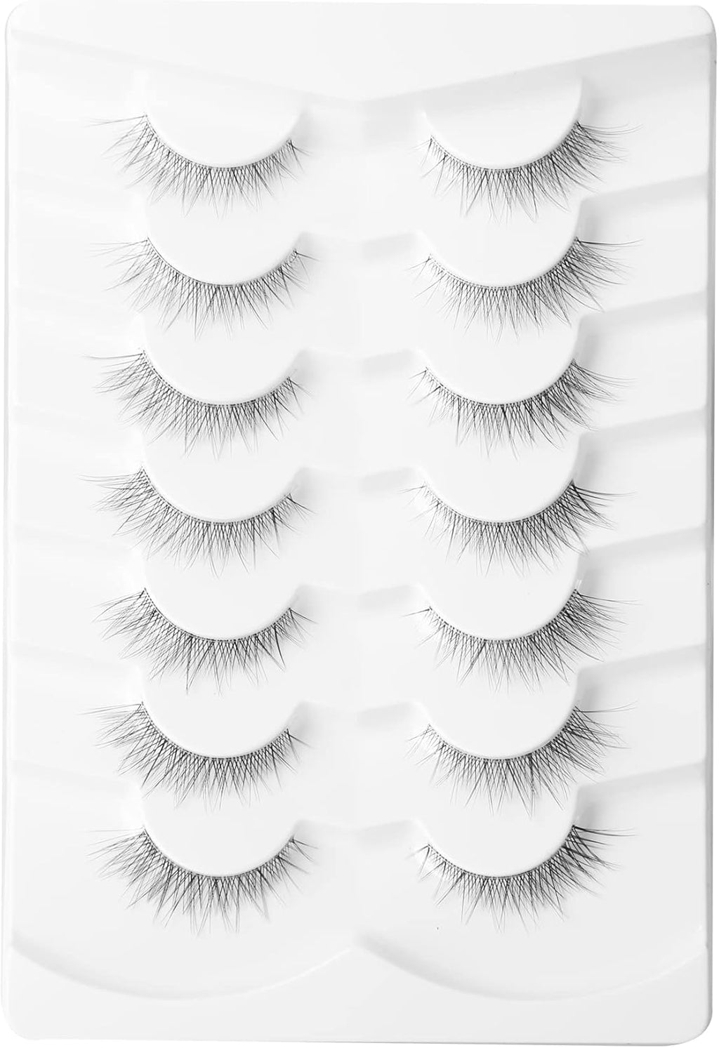 Lashes Natural Short False Eyelashes Wispy Lashes Pack Light Volume Clear Band Soft Fake Eye Lashes 7 Pairs Multipack