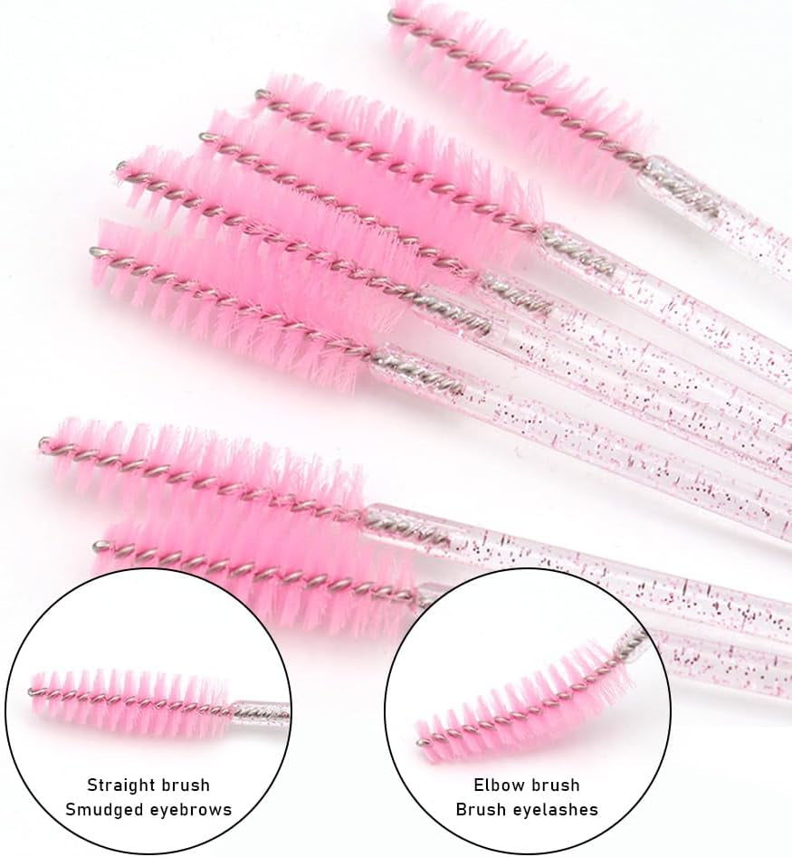 100Pcs Eyelash Brush,Eyelash Spoolies,Eyebrow Brush,Spiral Mascara Wands,Soft Brush Hair,Portable,Suitable for Travel, Trip,And Outdoor Makeup(Pink)
