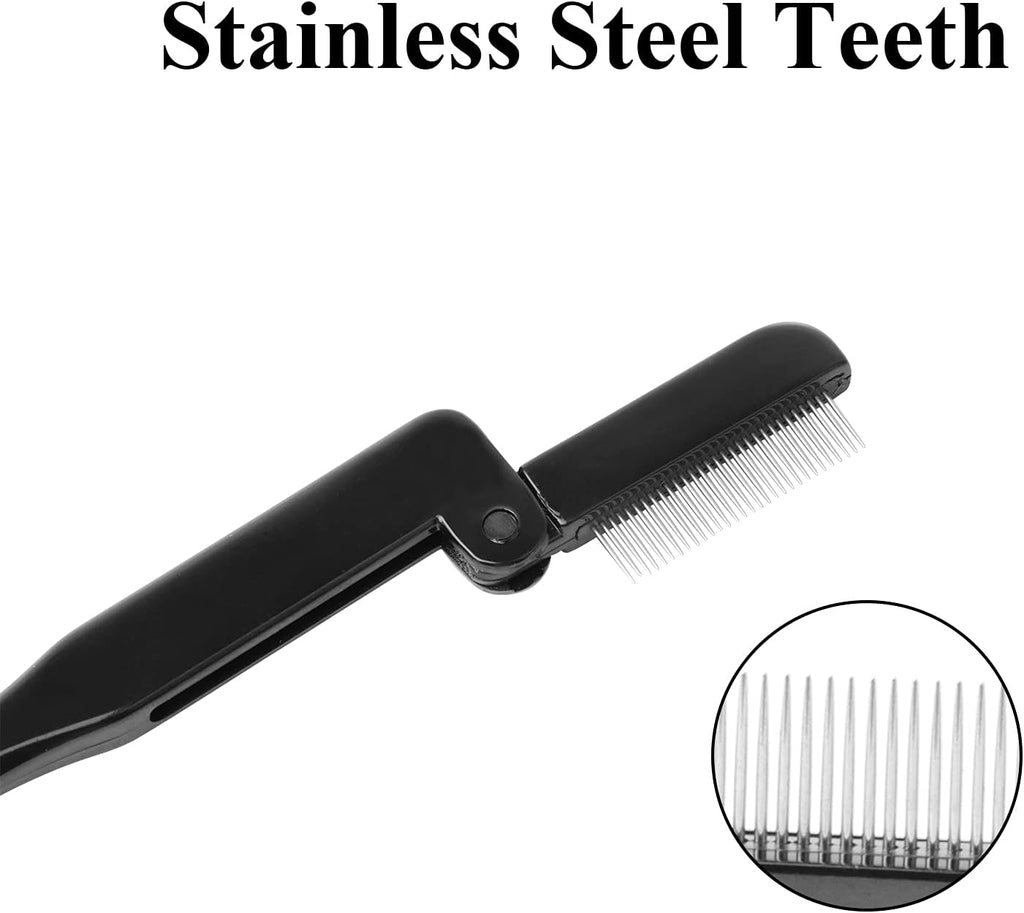 2 Pcs Folding Eyelash Comb, Stainless Steel Teeth Eyebrow Comb, Eye Lashes Separator Mascara Shaper Brush Makeup Brush Beauty Tool