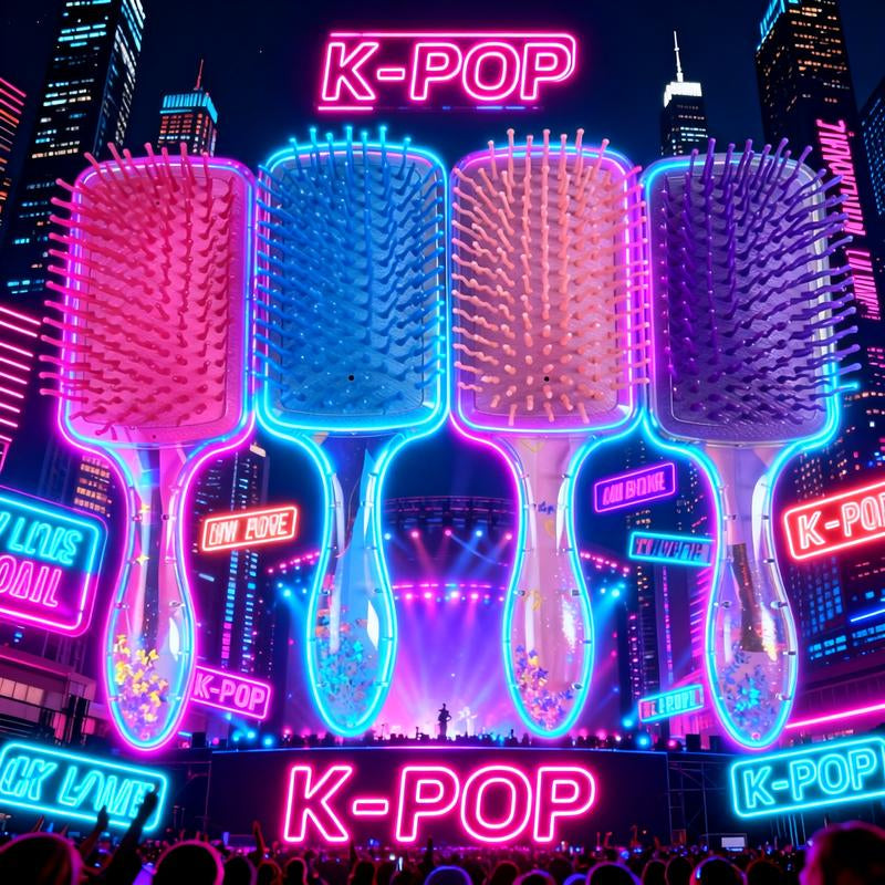 K-Pop Demon Hunters K-Pop Hair Comb Square Cushion Cartoon Design High-Quality Long Handle Sandfall Styling Brush Universal Hairbrush for Stylish Hair Care