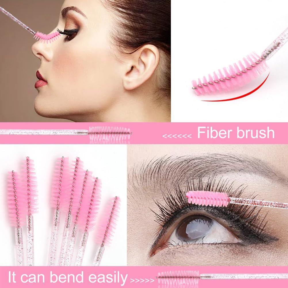 100Pcs Eyelash Brush,Eyelash Spoolies,Eyebrow Brush,Spiral Mascara Wands,Soft Brush Hair,Portable,Suitable for Travel, Trip,And Outdoor Makeup(Pink)