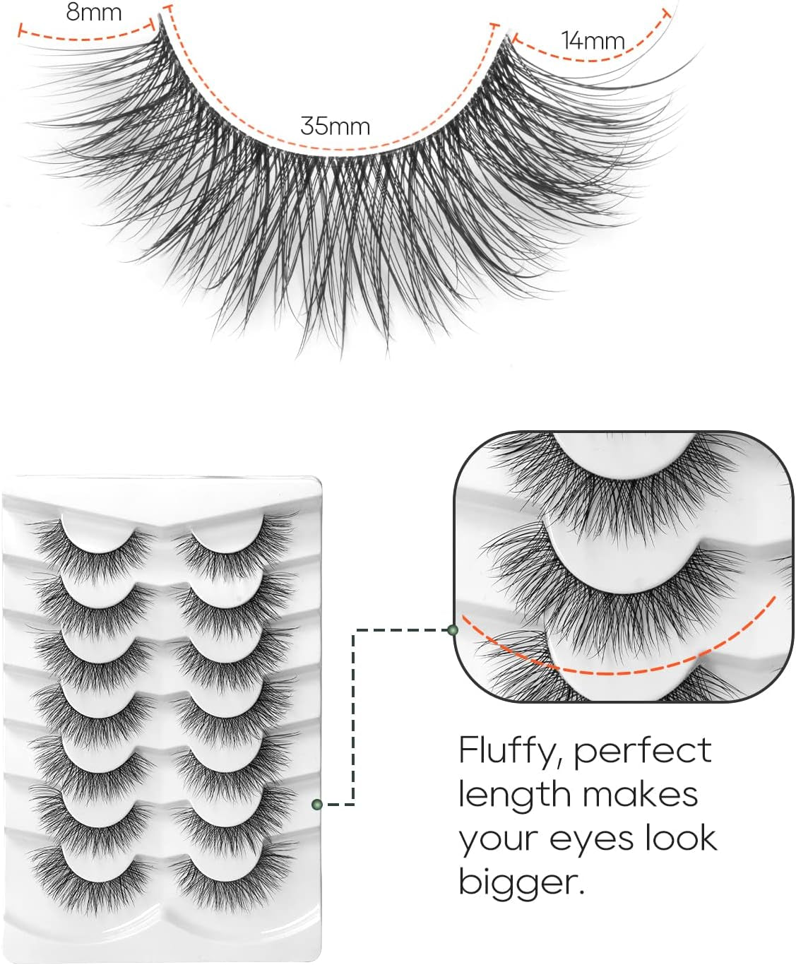 Volume False Eyelashes - Fluffy Wispy Natural 3D Faux Mink Lashes - 7 Pairs DJ-20