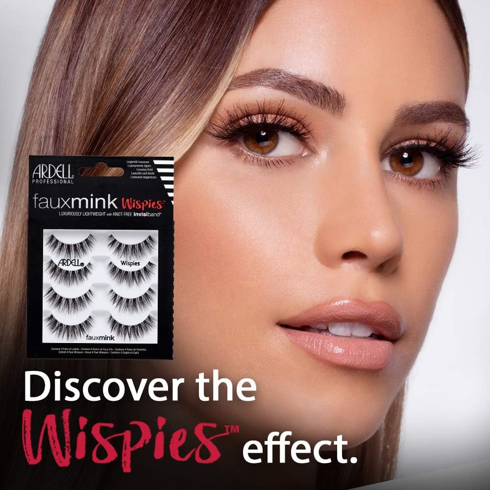 Faux Mink Wispies False Lashes, Pack of 4